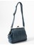 Yıkama Deri Klipsli Fermuarlı 3 Bölmeli Burslu Omuz Çantası Mavi MODEL:(571-13T) 3