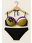 Kadın Bikini Takımı – Haki Mor Renk Bloklu Çiçek Desenli Üst, Siyah Alt 1156-1 5