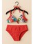Kadın Flamingo Desenli Üst ve Nar Çiçeği Alt Iki Parça Bikini Takımı 1001-48 5