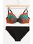 Kadın Desenli Dolgulu Bikini Takımı – Kanat Desen Üst & Siyah Alt 1280-09 2