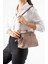 Yıkama Deri Klipsli Fermuarlı 3 Bölmeli Burslu Omuz Çantası Vizon MODEL:(571-13T) 2