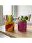 3829 El Yapımı Taş Motifli Sarı ve Pembe Dekor Saksısı - 6 x 7 cm 1