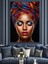 Renkli Başlıklı Afrika Kadın Dekoratif Kanvas - Mdf Ahşap Tablo 1