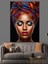 Renkli Başlıklı Afrika Kadın Dekoratif Kanvas - Mdf Ahşap Tablo 4