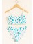Kadın Beyaz Turkuaz Desenli Bikini Takımı – Straplez Üst, Ince Askılı 1440-59 3