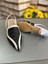 Siyah Beyaz Deri Slingback Topuklu Ayakkabı 5