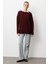 Yuvarlak Yaka Oversize Bordo Triko Kazak 1