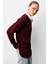 Yuvarlak Yaka Oversize Bordo Triko Kazak 2