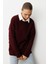 Yuvarlak Yaka Oversize Bordo Triko Kazak 3