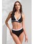 Uzun Üçgen Yüksek Bel Bikini Takım Siyah&beyaz 231202 4