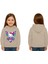 Unisex Hello Kity Baskılı Çocuk Swaetshirt Baskılı Kapüşonlu 3 Iplik Şardonlu 1