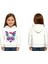 Unisex Hello Kity Baskılı Çocuk Swaetshirt Baskılı Kapüşonlu 3 Iplik Şardonlu 1