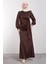 Yandan Bağlamalı Saten Delux Abiye- Kahverengi 1
