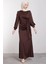 Yandan Bağlamalı Saten Delux Abiye- Kahverengi 2