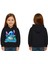 Unisex Stitch Baskılı Çocuk Swaetshirt Baskılı Kapüşonlu 3 Iplik Şardonlu 1