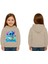 Unisex Stitch Baskılı Çocuk Swaetshirt Baskılı Kapüşonlu 3 Iplik Şardonlu 1