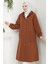 Torino Kumaş Düğmeli Kapüşonlu Trenç- Kahverengi 2