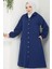 Torino Kumaş Düğmeli Kapüşonlu Trenç- Lacivert 2