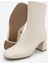 Kadın Küt Burun Fermuarlı Topuklu Bot Nonas Ekru 8