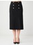 Siyah Normal Bel Düğme Detaylı Örme Midi Etek 4
