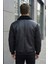Erkek Şişme Kol Detaylı Deri Mont 5