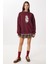 Oversize Ayıcık Baskılı Örme Sweatshirt LFN0135 Bordo 2