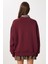 Oversize Ayıcık Baskılı Örme Sweatshirt LFN0135 Bordo 5