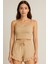Crop Takım - Askılı Crop Takım Likralı Bej (Xl) 5