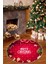 Yılbaşı Temalı Merry Christmas Dijital Baskılı Yıkanabilir Yuvarlak Kırmızı Halı 1
