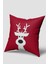 Kırmızı Beyaz Sevimli Geyikler Yılbaşı Kırlent Kılıfı Seti 2'li 2