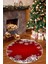 Kar Taneli Yılbaşı Temalı Dijital Baskılı Yıkanabilir Kaymaz Kırmızı Yuvarlak Halı 1