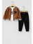 Çocuk Deri Görünümlü Ceket & Baskılı Tişört & Kargo Pantolon 3’lü Kombin Takım 3