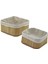 2li Kare Bambu Kenar Organizer Sepet Ahşap Altlık - Bezli 21X21X10CM - 17X17X8CM (5314) 1