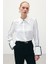 Kadın Klasik Manşetli Uzun Kol Ekru Gömlek - Günlük Stil Düz Desen 7