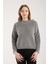Kadın Gri Sakal Iplik Yarım Balıkçı Yaka Triko Kazak 1