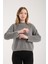 Kadın Gri Sakal Iplik Yarım Balıkçı Yaka Triko Kazak 2