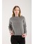 Kadın Gri Sakal Iplik Yarım Balıkçı Yaka Triko Kazak 3