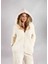 Kışlık Krem Kapüşonlu Polar Peluş Tulum Pijama Takımı 1