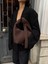 ILOT.ISTANBUL | Düğüm Sap Detaylı Yumuşak Omuz Çantası Mat Kahve Minimalist Knot Bag 1