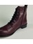 Kadın Hakiki Deri Fermuarlı ve Bağcıklı Bordo Deri Bot 3