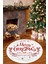 Yeni Yıl Temalı Merry Christmas Yazılı Dijital Baskılı Yıkanabilir Kaymaz Yuvarlak Halı 1