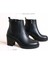 Siyah Hakiki Deri Lastik Detaylı Kadın Içten Fermuarlı Bot 3