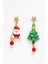 Yılbaşı Konseptli Asimetrik Küpe Serisi Yılbaşı Ağacı ve Noel Baba Küpesi 4