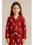 Kız Çocuk Teddy Desenli Yılbaşı Temalı Pijama Takımı Kırmızı 5