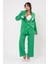 Etiket Baskılı Kol Detaylı Blazer Ceket Palazzo Pantolon Takım TKM16014 6