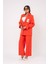 Etiket Baskılı Kol Detaylı Blazer Ceket Palazzo Pantolon Takım TKM16014 8