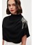 Kadın Tek Omuz Aksesuarlı Salaş Bluz - Siyah Dik Yaka Günlük Kullanım İçin 6