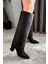 Kadın Kosvel Siyah Süet Tak Cıkar Detaylı Çizme 6