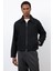 Siyah Regular Fit Dokulu Erkek Mont 4