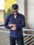 Slimfit Kesim Erkek Kadife Kumas Cift Cepli Gömlek-Lacivert 1